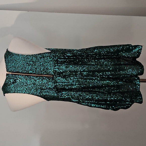 POL green sequin sleeveless Baby Doll tank top smock Small - Picture 7 of 9